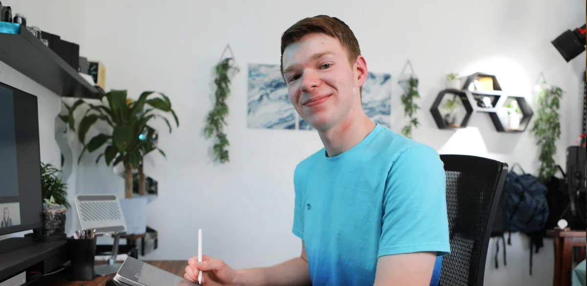 boy smiling at home