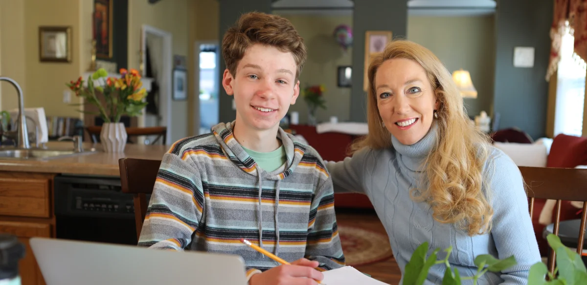 student and his mom