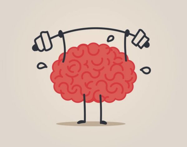 Brain club image, brain lifting weights