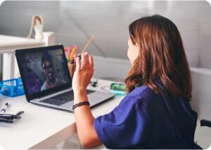 Student attending to an online class