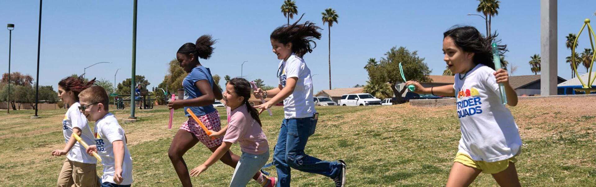Students running together