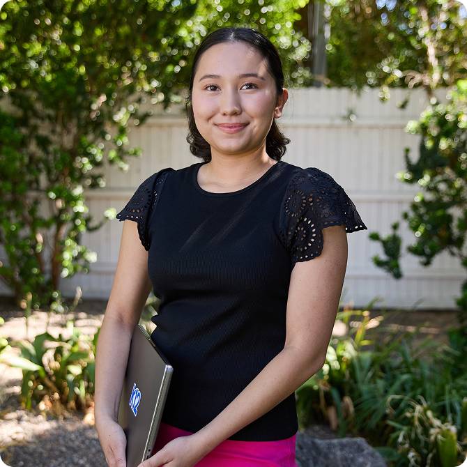 Student with her laptop