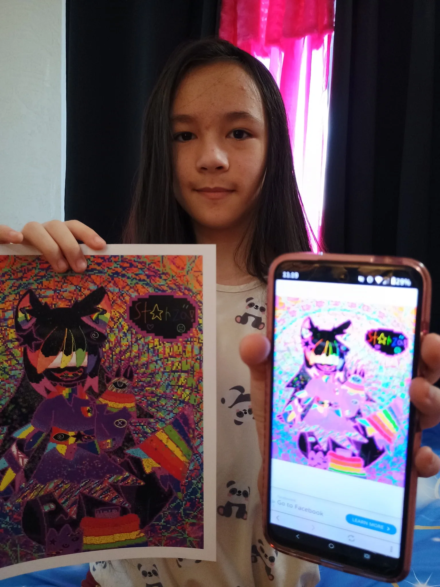 girl showing pictures